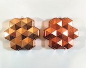 Vintage Large Copper Colored Aluminum Geometric Jello Molds - Sold Separately - Large 8 Cup Copper Mold Hanging Decor Geometric Jello Mold