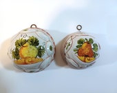 Set of 2 Italian Ceramic Display Molds - Brassano Italy - Vintage Fruit Crackle Glaze Kitchen Display Italian Wall Decor Molds