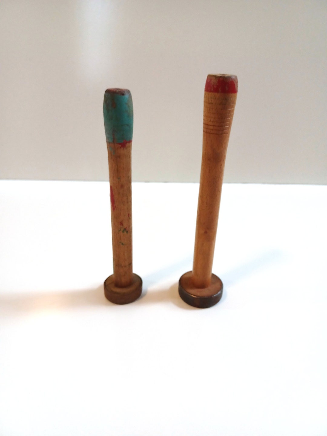 2 Antique Wooden Spools Bobbin Spools, Wooden Thread Bobbins