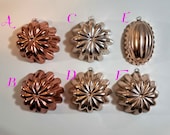 Assorted Small Copper Jello Molds - Copper Aluminum Jello Cake Molds Hanging Wall Decor Copper Shapes Flower and Melon