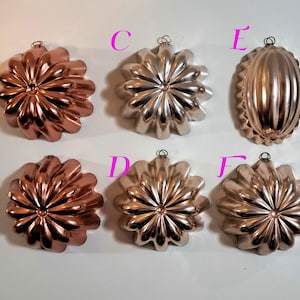 Assorted Small Copper Jello Molds - Copper Aluminum Jello Cake Molds Hanging Wall Decor Copper Shapes Flower and Melon