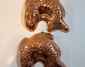 Vintage Copper Fish - Taiwan Copper Mold Hanging Wall Decor Fish Shaped Jello Mold