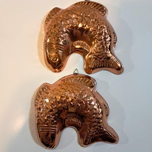 Vintage Kupfer Fisch - Taiwan Kupferform hängende Wanddekor Fisch geformte Jello Form