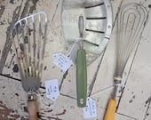 Vintage Kitchen Tools (sold separately) Vintage Kitchenware Batter Beater, Foley Pot Strainer, Hutzler W Germany Whisk