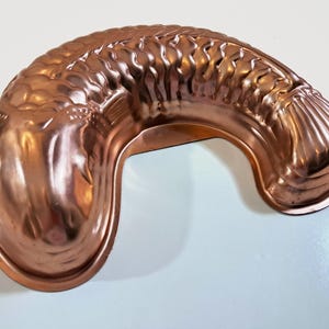 Vintage Große kupferfarbene Aluminium Fisch Jello Form - Große Kupferform hängende Wand Dekor Fisch geformte Jello Form