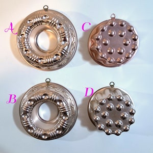 Geassorteerde ronde koperen Jello-vormen - Koperen aluminium Jello-cakevormen Hangende muurdecoratie Koperen ronde cirkelvormen Traditioneel