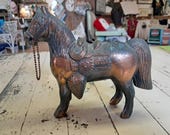 Vintage Copper Colored Cast Metal Western Saddle Horse Show - Metal Horses Set Copper Horse Figurine Small