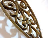 Brass Footed Gold Iron Trivet - Small Vintage Brass Trivet with Iron Shape, Ornate, Elegant