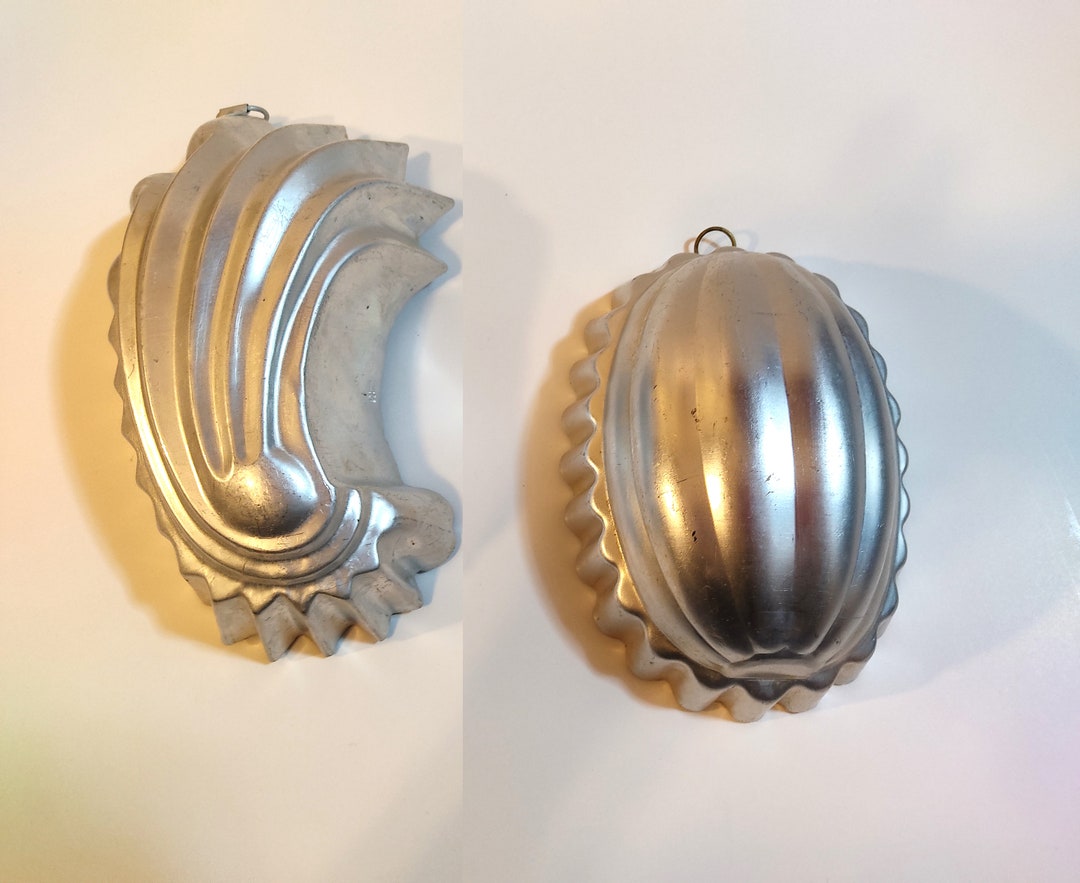 Vintage Aluminum Jello Mold Set Shell and Melon Shape, Italy, Italian