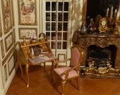 Office and its Chair miniatures Louis XV style-scale 1 12-decoration furniture miniature Doll House in French
