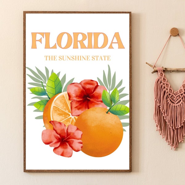 Florida Digital Art | Florida Art | Vintage Wall Art | Coastal Wall Art | Florida Decor | Printable Wall Art | Digital Download