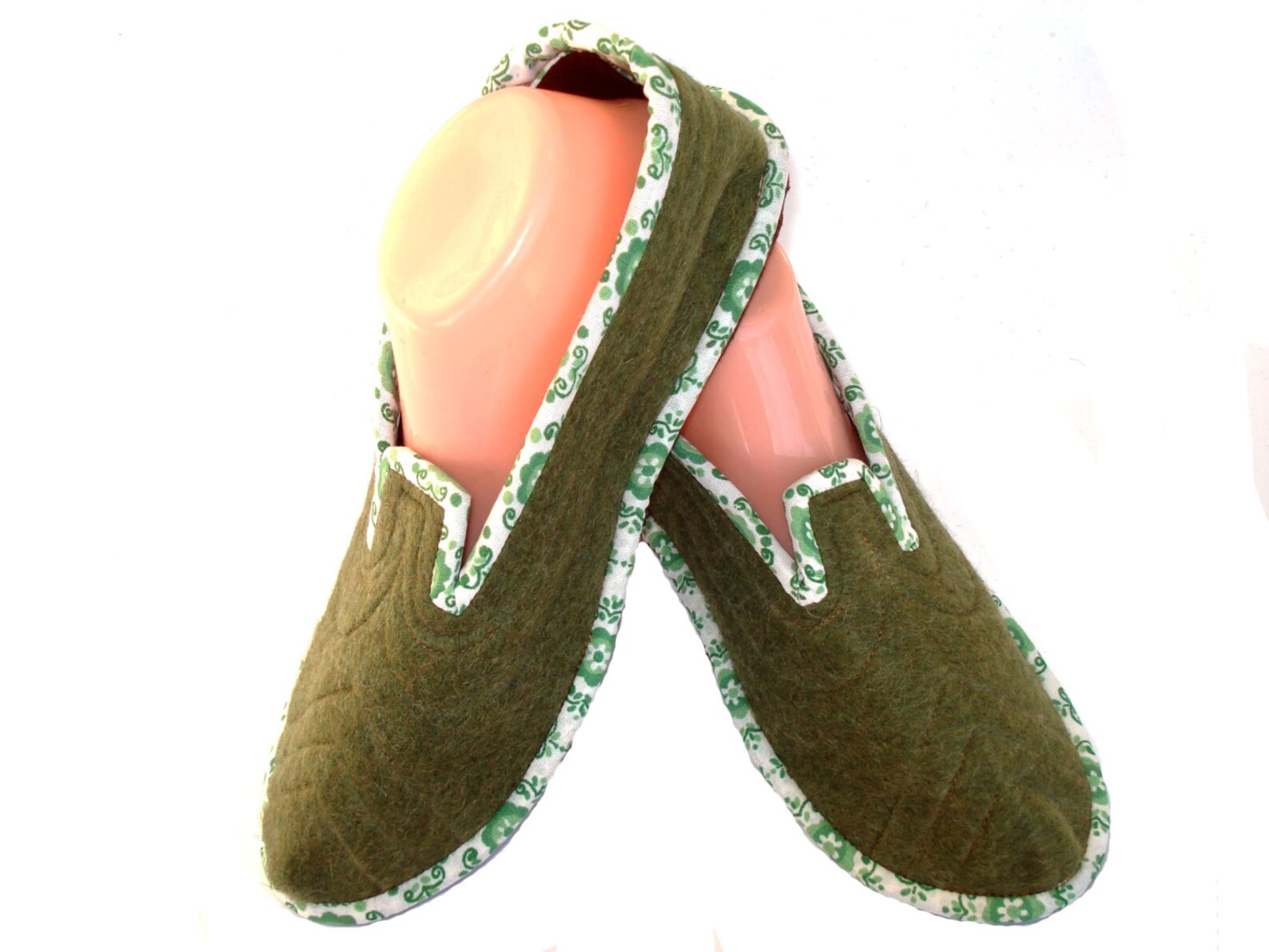 Green Wool Mens House Slippers Soft Sole Shoes Slippers for Etsy
