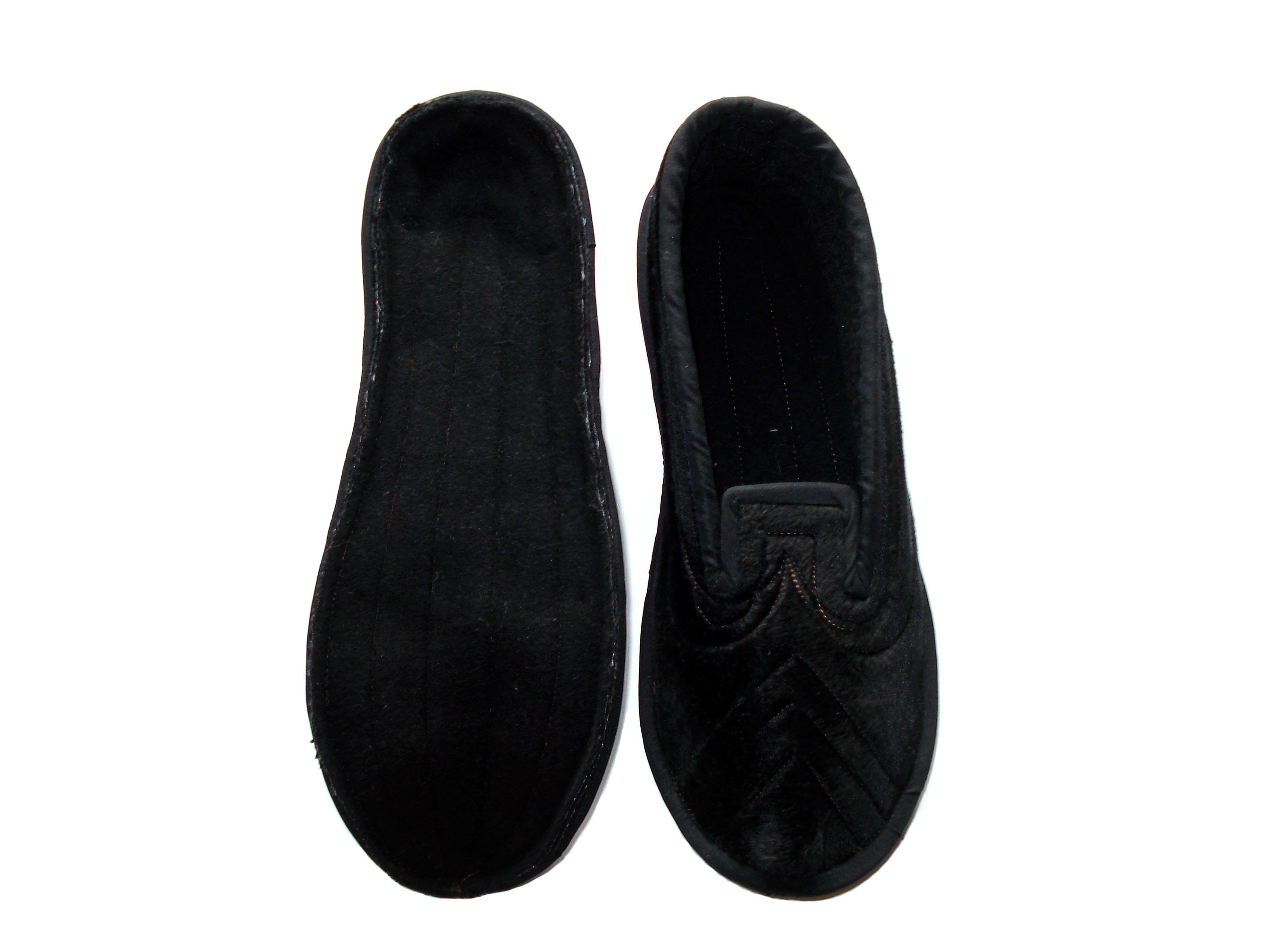 Velvet House Slippers, Black Slippers, Soft Sole Shoes, Wool Home Shoes, Adults Slippers, Men's