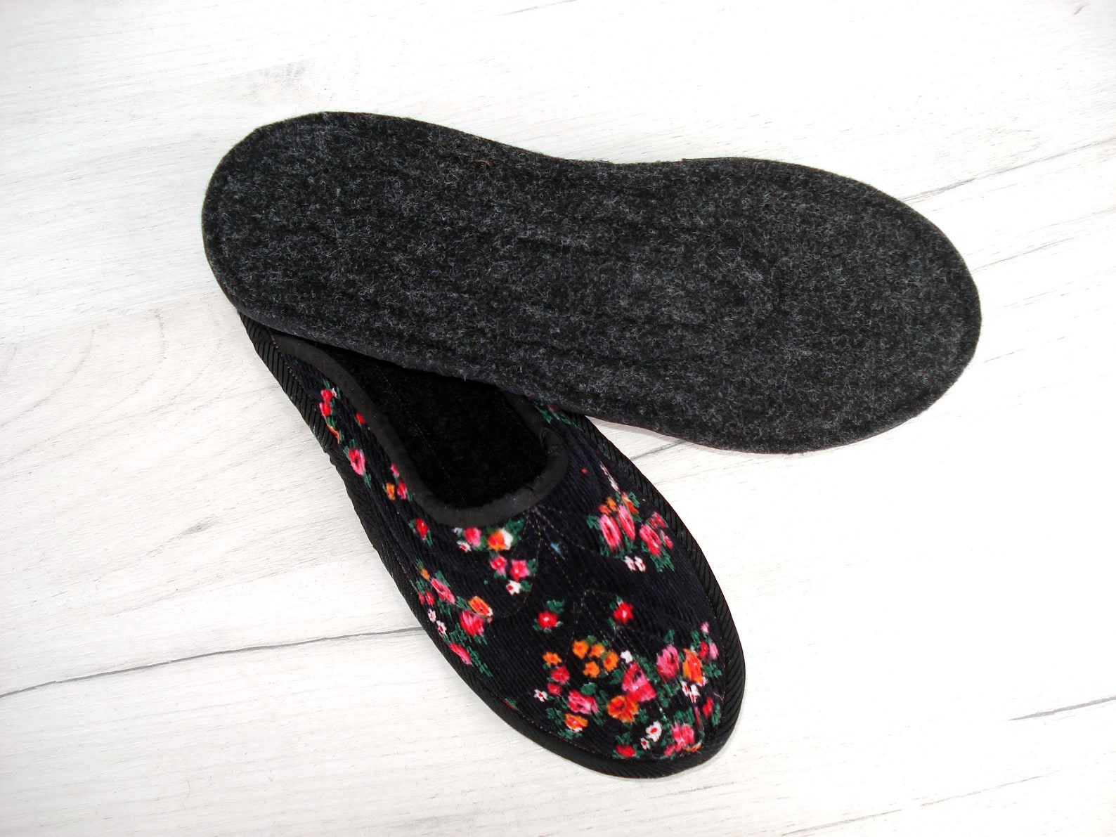 Black Velvet House Slippers for Women Wool Women's Etsy