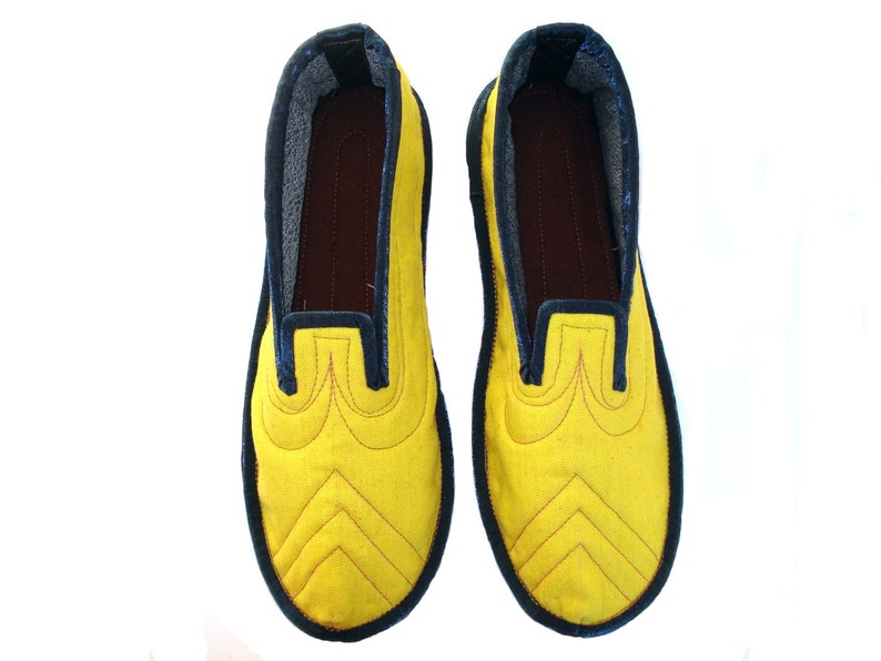 Yellow Womens House Slippers, Wool Slippers, Soft Sole Shoes, Wool