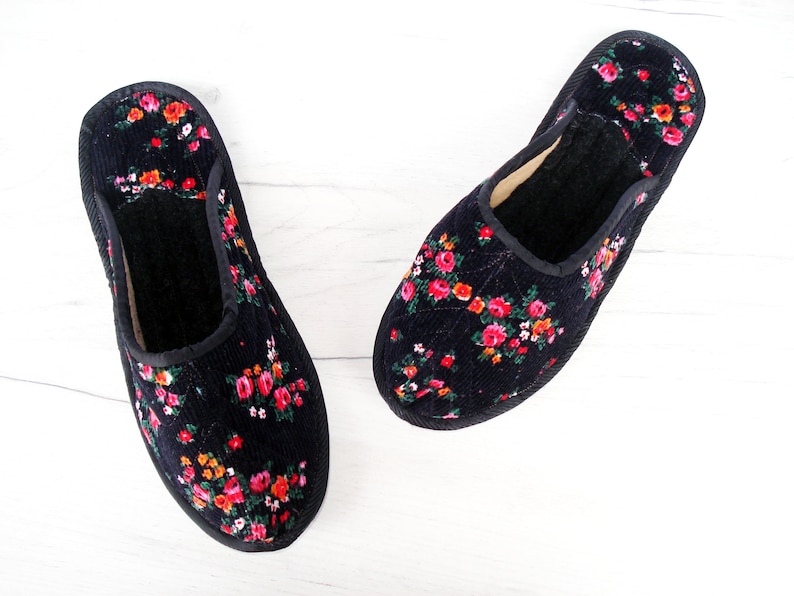 Black Velvet House Slippers for Women Wool Women's Etsy