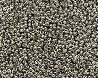 11/0 Miyuki Galvanized Duracoat 15g, Silver, Seed Beads Japanese, 3” Tube, 15 grams, D4201, Round Rocaille