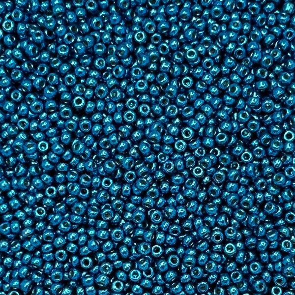 11/0 Miyuki Galvanized Duracoat 15g, Dark Capri Blue, Seed Beads Japanese, 3” Tube, 15 grams, D5114, Round Rocaille