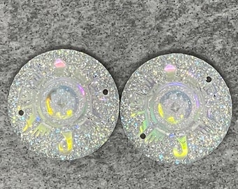 Crystal AB Aztec Turtle Pair, 25mm Resin Cabochons Gems, B14