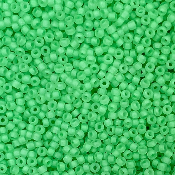11/0 Matsuno Frosted 30g, Minty Green, Seed Beads Japanese, 6” Tube, 30 grams, F225A, Round Rocaille