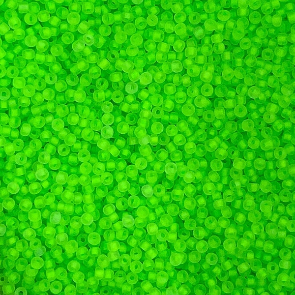 11/0 Luminous Neon 30g, Medium Green, Seed Beads Japanese, 6” Tube, 30 grams, F206B, Round Rocaille