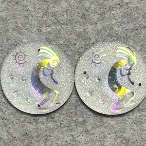 Crystal Kokopelli Pair, 25mm Round Cabochons with AB Finish, F11