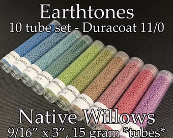 Miyuki Duracoat, Earth-Tones, 11/0 Round Seed Beads Japanese, 3” Tubes X 15 Grams X 10 Colors