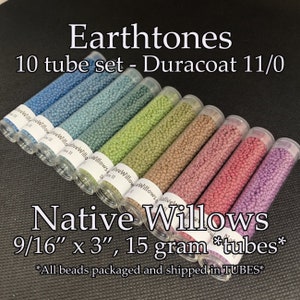 Miyuki Duracoat, Earth-Tones, 11/0 Round Seed Beads Japanese, 3” Tubes X 15 Grams X 10 Colors