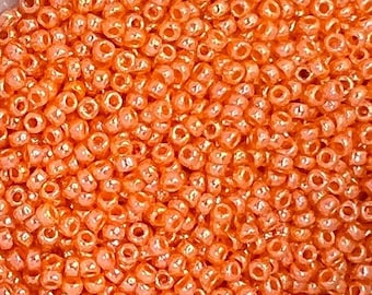 11/0 Miyuki Opaque Luster 30g, Medium Orange, Seed Beads Japanese, 6” Tube, 30 grams, 423, Round Rocaille