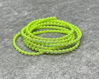 SS8, Rhinestone Banding, Neon Yellow, AB finish Clear Crystals, 1, 3, 5 or 10 yards