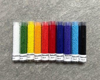 11/0 Matte Opaque Fire Colors, Seed Beads Japanese, 3” tubes X 10 colors