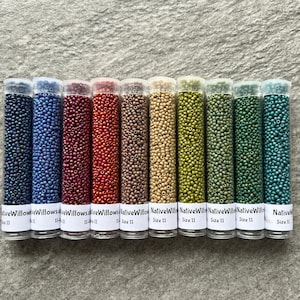 Miyuki Seed Beads Set, 11/0, Twilight Harvest, Frosted, Opaque, Glazed, Rainbow, Japanese, 3” tubes X 15 grams X 10 colors