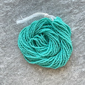 Turquoise Green Opaque Charlotte Cut Beads, True Cuts, 11/0 Czech Seed Beads, 1 Hanks