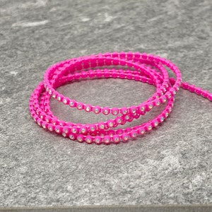 SS6, Rhinestone Banding SS6, Neon Pink, AB finish Clear Crystals, 1, 3, 5 or 10 yards