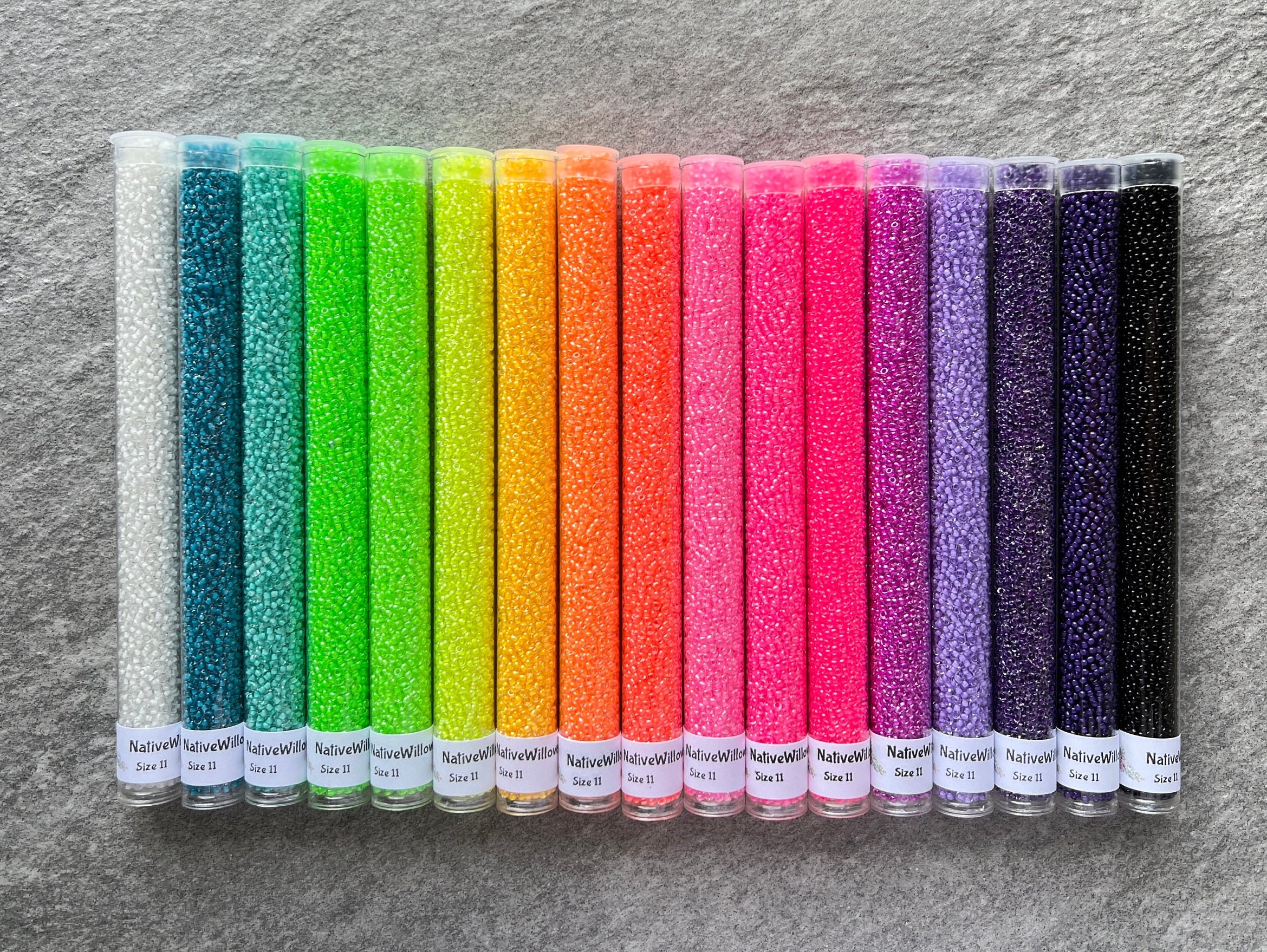 NEW 11/0 Seed Beads Japanese, Luminous Neon, 6” Tubes, 30 grams X 17 …