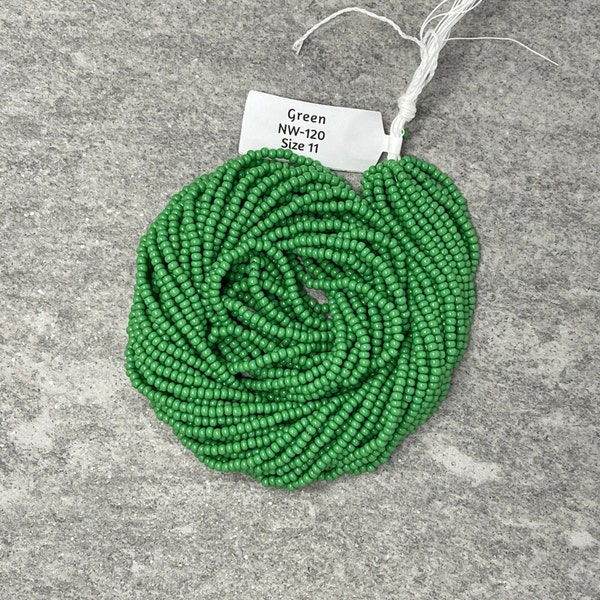 Green Opaque #120, 11/0 Czech Seed Beads, 1 Hank