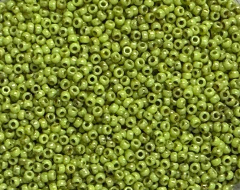 11/0 Miyuki Picasso 15g, Key Lime, Seed Beads Japanese, 3” Tube, 15 grams, 4515, Round Rocaille image 5