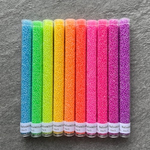 Miyuki Seed Beads 11/0, Luminous Japanese, Neon, 6”X 30 gram TUBES X 10 colors