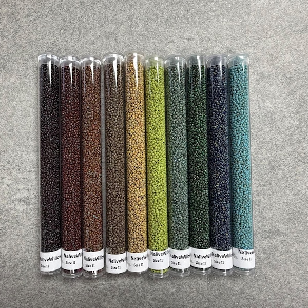 Miyuki Seed Beads Set, 11/0, Picasso Mix, Marled , Japanese, 6” tubes X 15 grams X 10 colors