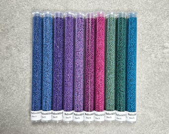 MATTE JEWELTONES , 11/0 Japanese Seed Beads, 6” Tubes X 30 Grams X 10 Color Set