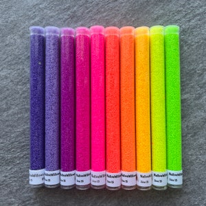 15/0 Seed Beads Japanese, Luminous Matte Neon, 30 grams X 10 colors set tubes