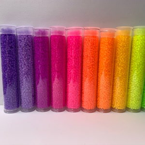 Luminous Matte Neon, Size 11/0 Seed Beads, 6 tubes of 30 grams X 10 colors image 9