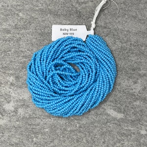 Baby Blue Opaque #119, 11/0 Czech Seed Beads, 1 Hank