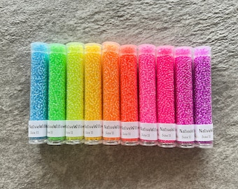 Miyuki Seed Beads 11/0, Luminous Japanese, Neon, 3"X 15 gram TUBES X 10 colors