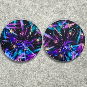 Disco Party w/stars, Round 35mm, Mirror Acrylic Cabochons - #68