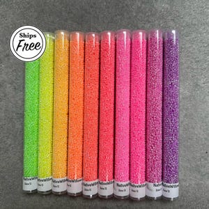 NEW Ceylon Luminous Neon, Size 11/0 Seed Beads, 6” Tubes X  30 gram X 10 Colors