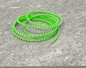 SS6, Rhinestone Banding, Neon Green, AB finish Clear Crystals, 1, 3, 5 or 10 yards