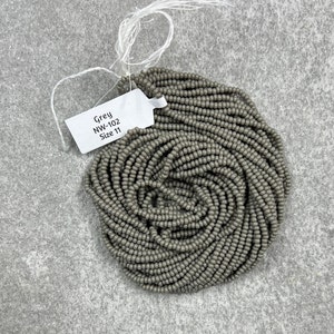 Gray Opaque #102, 11/0 Czech Seed Beads, 1 Hank