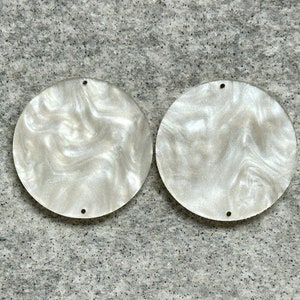 Ivory Marble Pair of Cabochons -/25.4mm Diameter/~3.2mm Thick/Flat Front & Back/Round/Gem/Beading Cabs/Acrylic Cabs #2