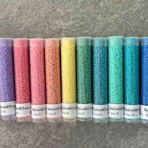 15/0 Miyuki Duracoat, Taffy On the Boardwalk, Round Rocaille Seed Beads Japanese, 3” Tubes X 15 Grams X 10 Colors